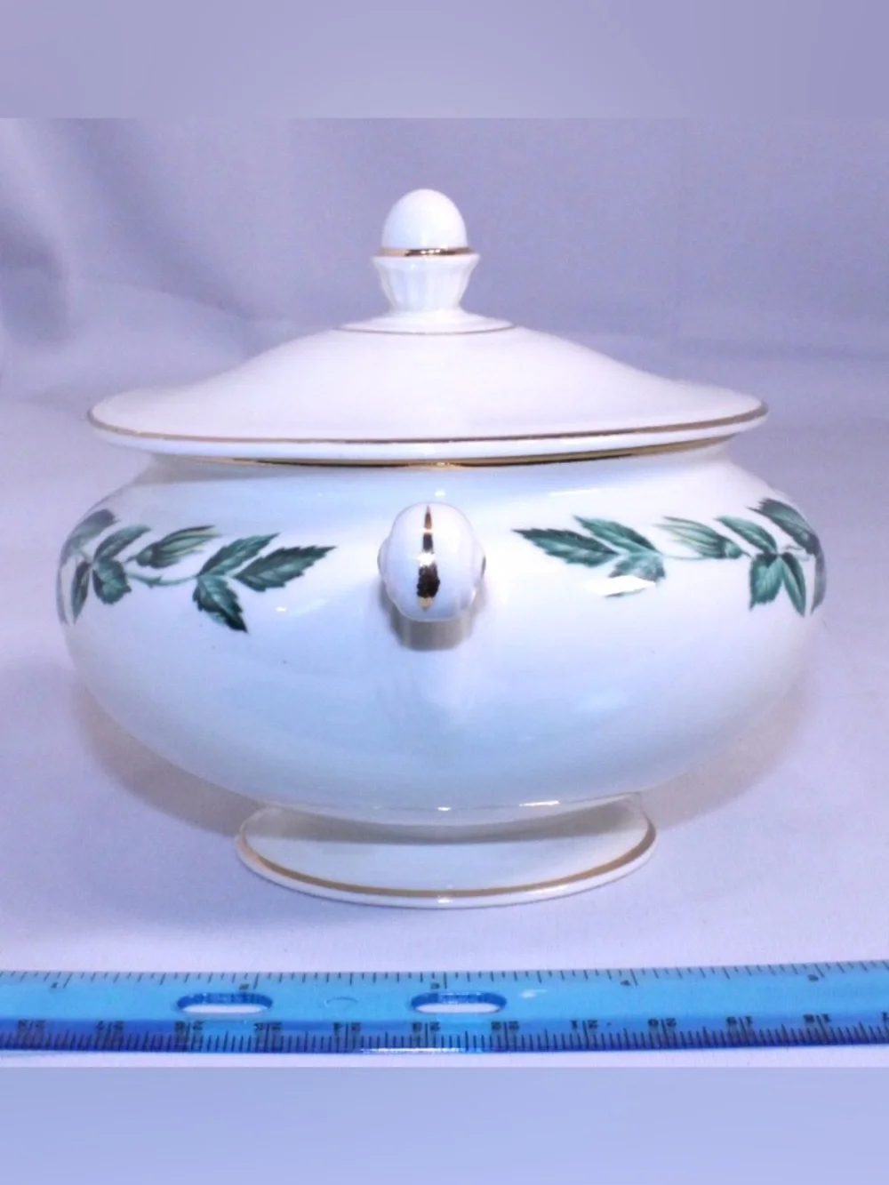 Classic Vintage Homer Laughlin lidded sugar bowl in Nassau pattern White Rose